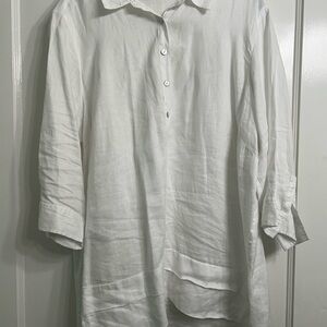 J. Jill White Linen 2X top